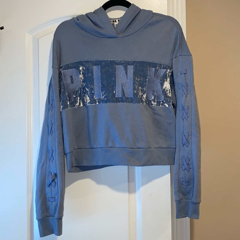 VS PINK Velour Lace Up Hoodie